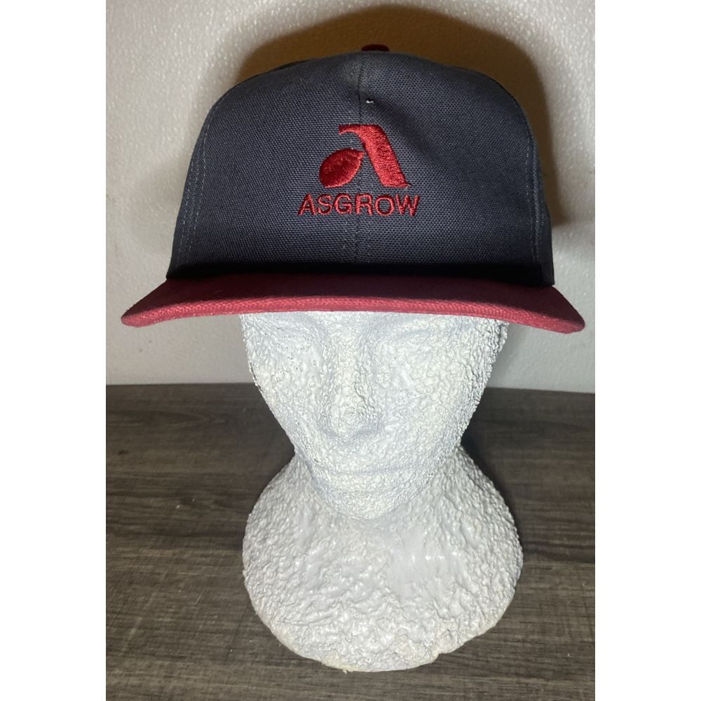 Vintage Asgrow Seed Co Hat Gray & Red Snapback‎ Baseball Cap K Products 80s USA